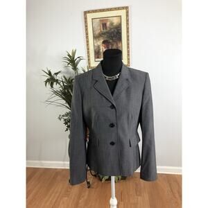 Kasper Women Jacket 8 Long Sleeve Lapel Collar Notch Blazer Gray Clueless Preppy